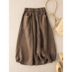 Plus Size Women's New Faux Linen Vintage Skirt