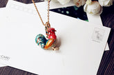 Color Big Rooster Inlaid Rhinestone Necklace Pendant Bag Buckle Keychain