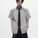 Men's Diamond Tie Dual-color Patchwork Striped Shirt