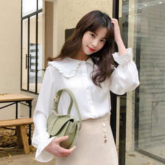 Doll Collar Foreign Style Base White Shirt
