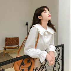 Doll Collar Foreign Style Base White Shirt