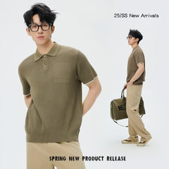 Business Casual Sweater Men's High Sense Summer Contrast Color Lapels