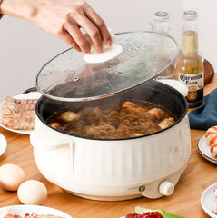 Household electric cooker pot 1.7L – beige with steamer variant detail