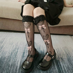 Bowknot Sweet Japanese Net Stockings Calf Socks
