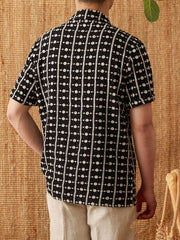 Pure Cotton Embroidery Cuban Collar Short Sleeve Printed Shirt Breathable Casual Shirt