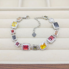Personalized Color Rectangular Zircon Alloy Chain