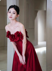 Human Wealth Flower Wine Red Rose Wedding Toast Dress