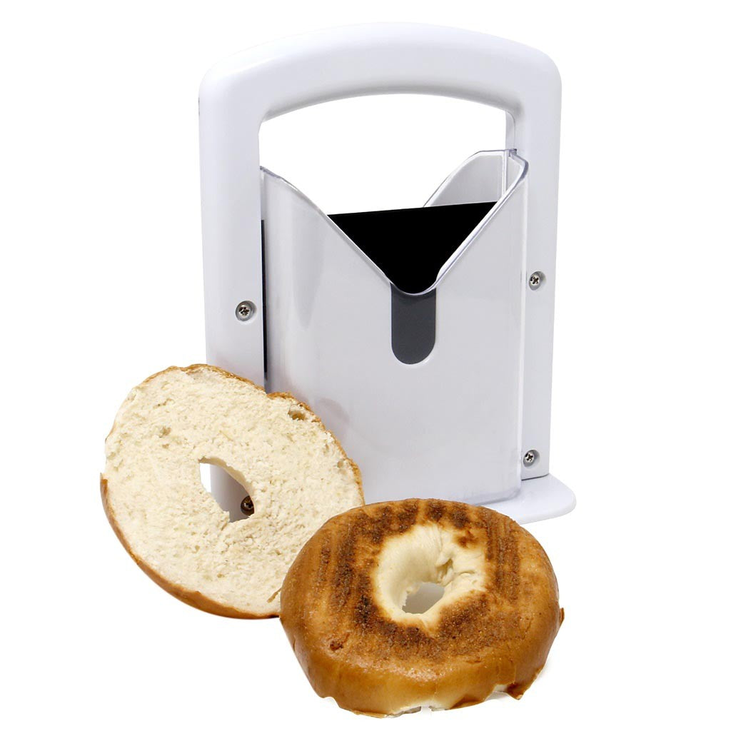 Bagel slicer cutter kitchen tool – safe guillotine bread slicer front view