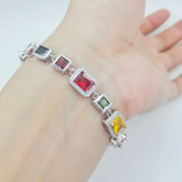 Personalized Color Rectangular Zircon Alloy Chain