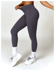 Belly Contracting Hip Lifting Brushed High Waist Yoga Pants