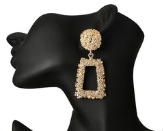 Metal earrings embossed floral earrings