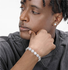 Blue Full Diamond Lotus Bracelet For Men's Hip Hop Dopamine Colored Tennis Chain