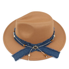 Women's Denim Blue Cloth Scarf Hat Woolen Hat
