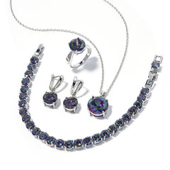 Geometric Round Earrings Ring Bracelet Necklace Ornament Suit