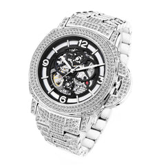 Men's Full Diamond Luminous Hollow Out Bottom Mechanical Watch