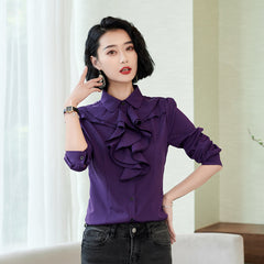 Women's Shirt Long Sleeve Casual Ruffles Business Shirt