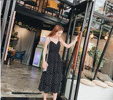 Polka Dot Large Size Cake Skirt Women's Summer Xian Slim Cover Belly Sling Dress