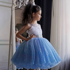 European And American New Girls' Sleeveless Mesh Puffy Dress