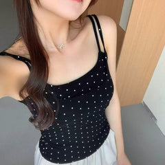 U Backless Polka Dot With Chest Pad Outer Wear Bottoming Sling