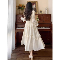 Spring And Autumn Waist Slimming Gentle Long Dress