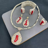 New Genuine Leather Snakeskin Sea Bamboo Inlaid Pearl Autumn And Winter Four-piece Jewelry Set