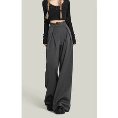 Black Lace Stitching Wide-leg Casual Pants Women