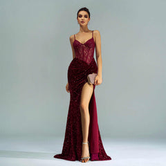 Sequin Birthday Party Dresses Long Prom Evening
