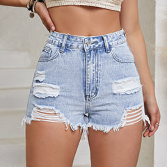 Women's Clothing European And American Fashion Holes Denim Shorts