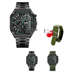 Fashion Square Watch Multi-functional Trendy All-match Good-looking Luminous Quartz