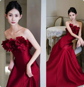Human Wealth Flower Wine Red Rose Wedding Toast Dress