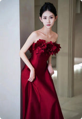 Human Wealth Flower Wine Red Rose Wedding Toast Dress