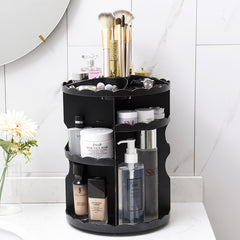 360 rotating cosmetics storage box – large capacity makeup organizer front view