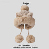 Winter Cute Cartoon Sequins Cat Ears Fleece-lined Thickened Warm Beanie