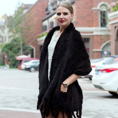 Women's Mink Hair Woven Long Thickened Fur Scarf Fashionable Warm Scarf
