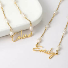 Stainless Steel DIY Cut Name Pearl Necklace