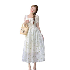 Summer New French Square Collar Plus Size Sweet Dress Women