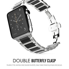 Universal Stainless Steel And Black Ceramics Apple Stainless Steel Strap