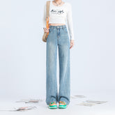 Fashionable Personalized Wide-leg Mopping Jeans For Women