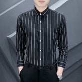 Summer Men's Casual Long-sleeved Striped Shirt