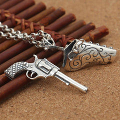 Men's Punk Style Domineering Pistol Exquisite Thai Silver Pendant