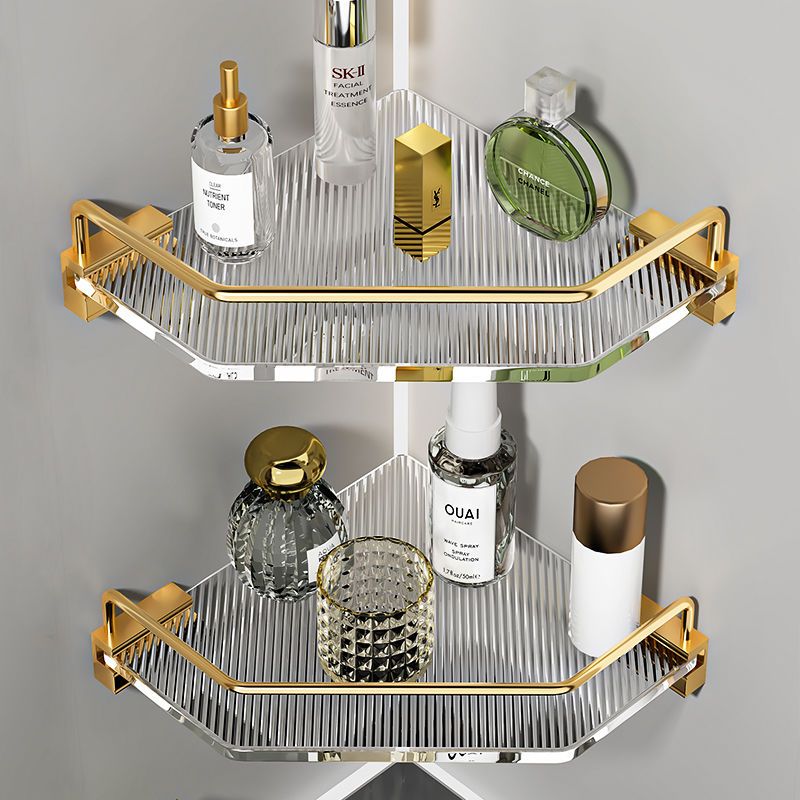 Acrylic bathroom shelf space aluminum – 1 2 3 layer gold silver front view