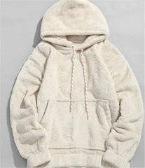 Lamb Wool Hooded Pullover Kangaroo Cloth Pocket Long Sleeve Top