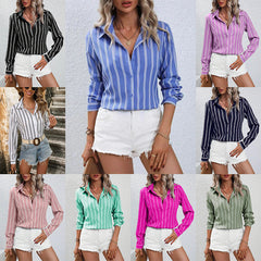 Commute Style Fashion Striped Loose Long Sleeve Shirt