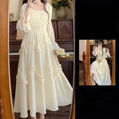Spring And Autumn Waist Slimming Gentle Long Dress