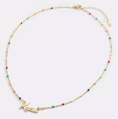 Airy Multiple Name Necklace Personalized Name Necklace Colorful Enamel Chain