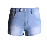Elastic Low Waist Denim Shorts For Women