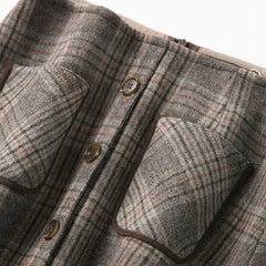 Vintage Plaid Double Faced Women's Woolen Skirt