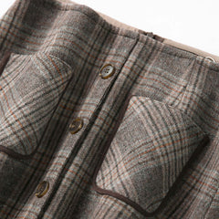 Vintage Plaid Double Faced Women's Woolen Skirt