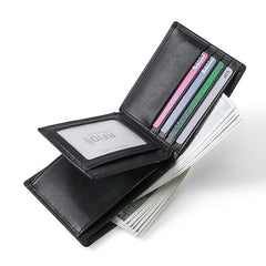 RFID leather wallet for men – anti-skimming card protection close-up