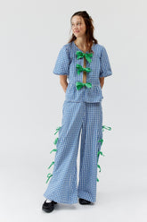 Women's Plaid Trousers Fashionable With Side-slit